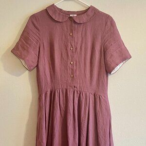 Son de Flor Classic Dress, short sleeve, linen, phlox purple, small NWOT